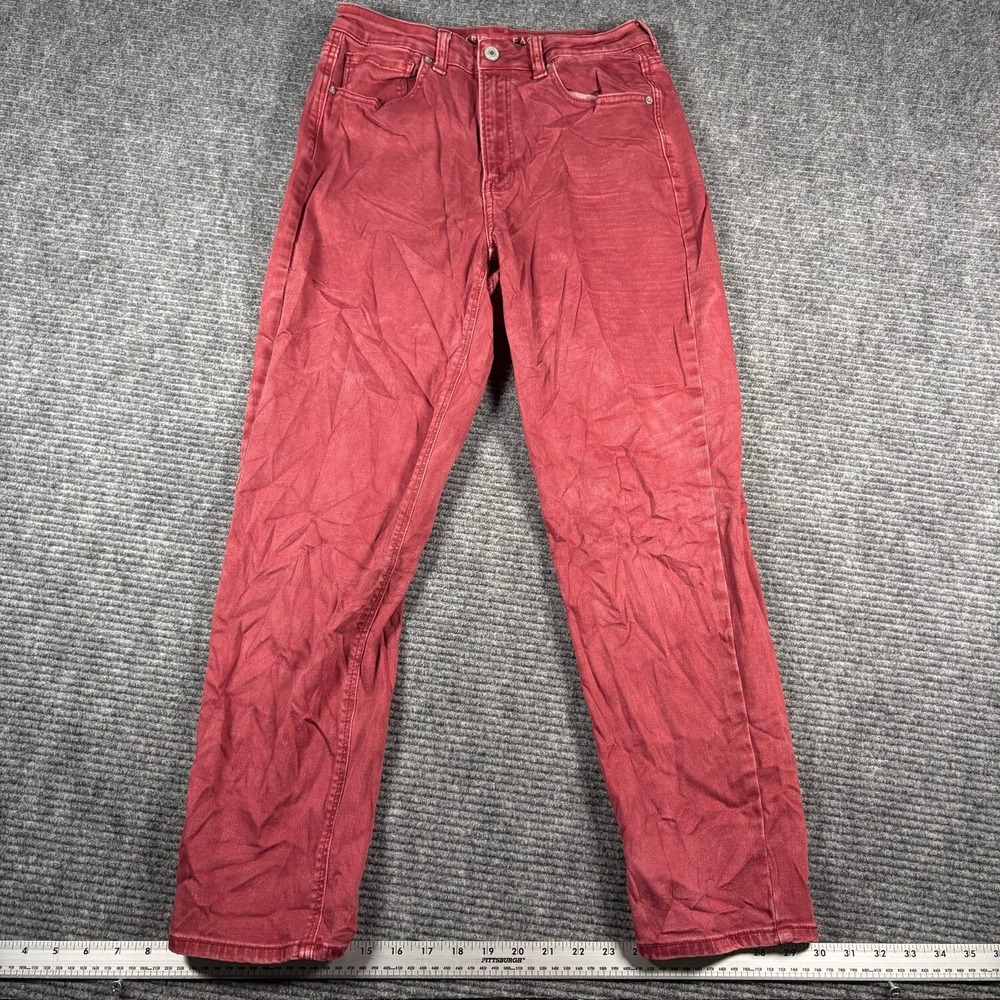 American Eagle Mom Jean Womens 8 Red Excellent High Rise Stretch Tapered Leg